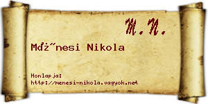 Ménesi Nikola névjegykártya